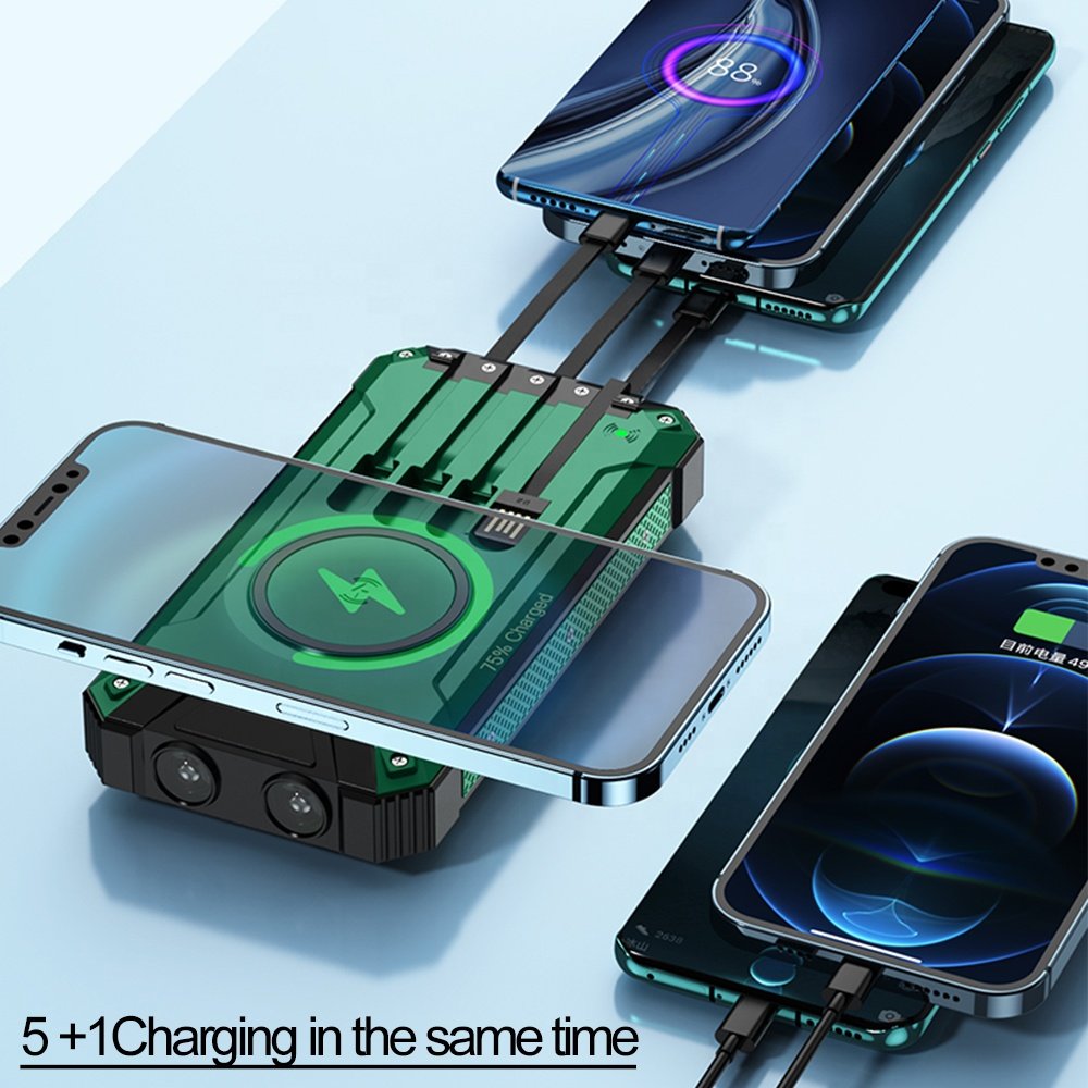 waterproof portable wireless fast charging solar panel battery charger solar power bank 50000mah