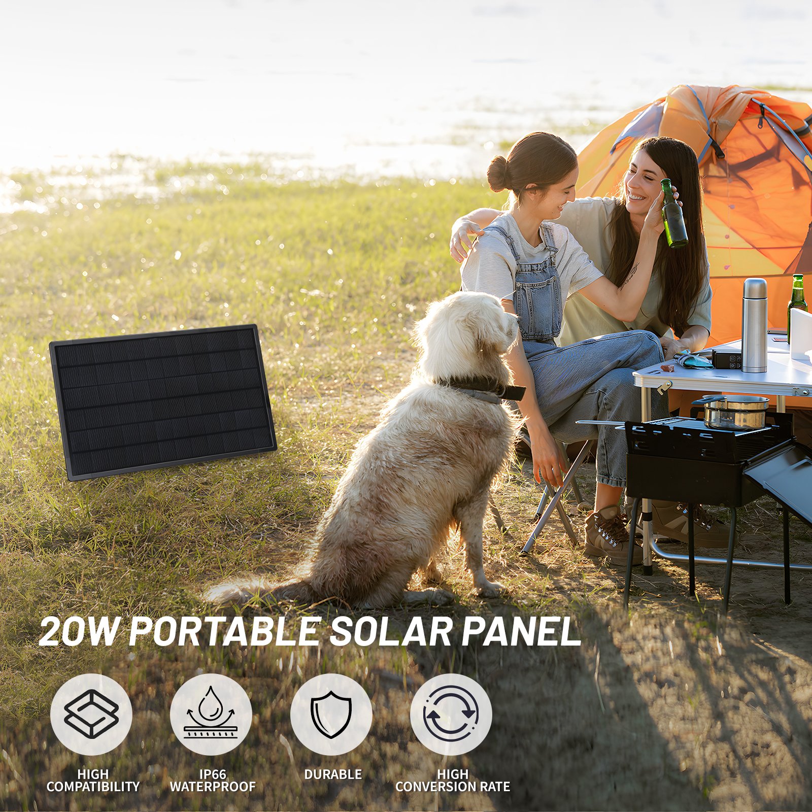 Solar Panels For Security IP Camera Wifi Router Extender Built In Battery 18650 12V 20W 54000mAh Rechargeable With USB DC5 Plug
