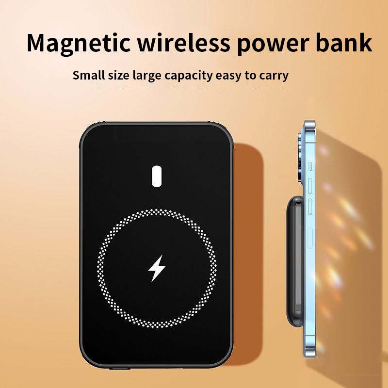portable magnetic wireless charger 10000mAh magnetic wireless power bank Battery Pack Built-in 2 Output Cables for iPhone 16