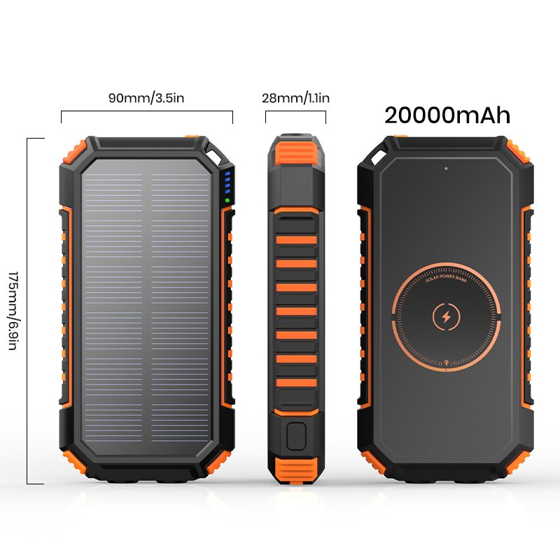 Outdoor Portable Wireless Charging Solar Panel Powerbanks Fast Charging Mobile Phone Charger 20000mAh Solar Power Banks