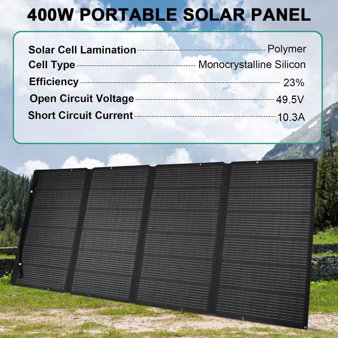 Solar Outdoor 400W Mono PV Camping Solar Charger Monocrystalline Folding Foldable Portable Solar Panel