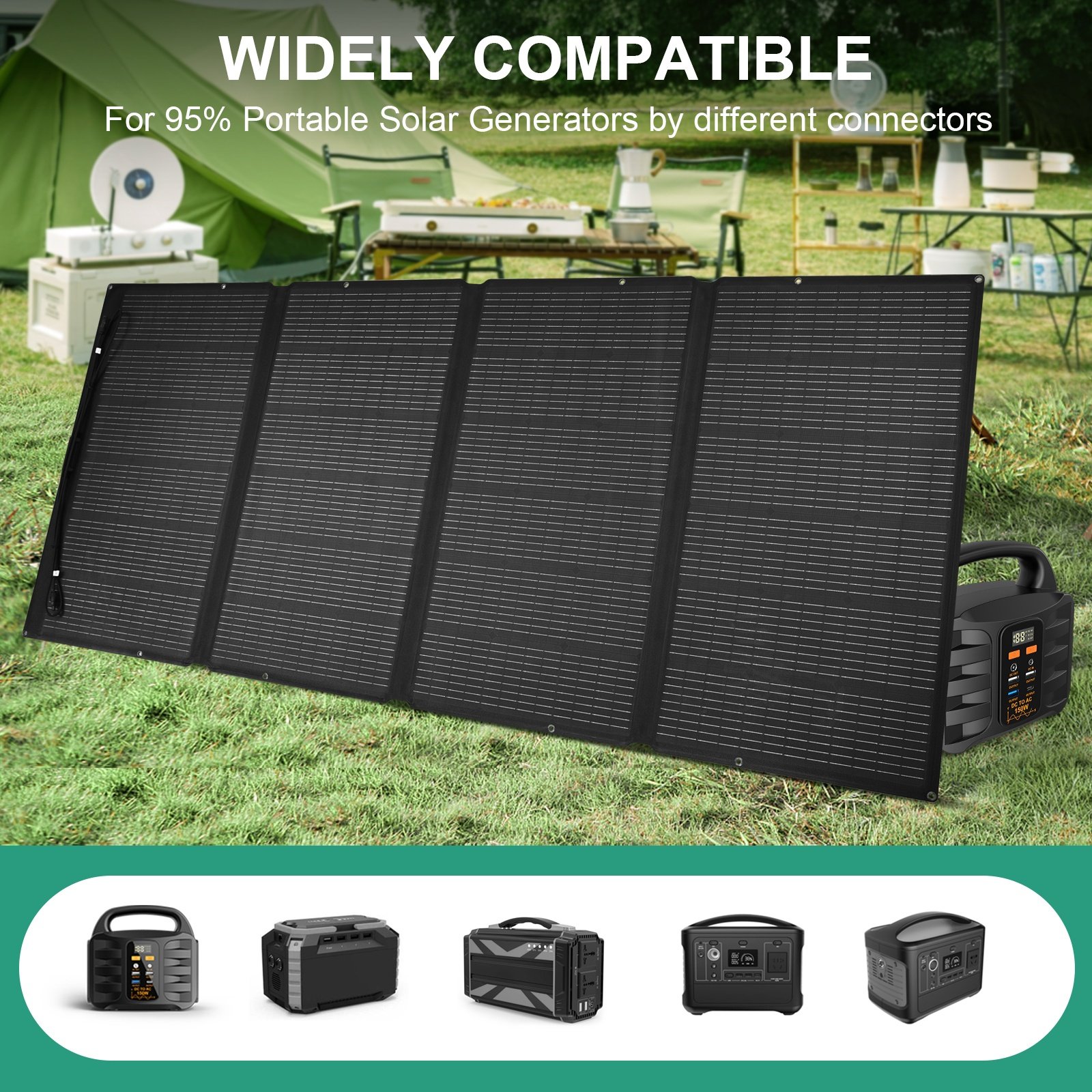 Solar Outdoor 400W Mono PV Camping Solar Charger Monocrystalline Folding Foldable Portable Solar Panel