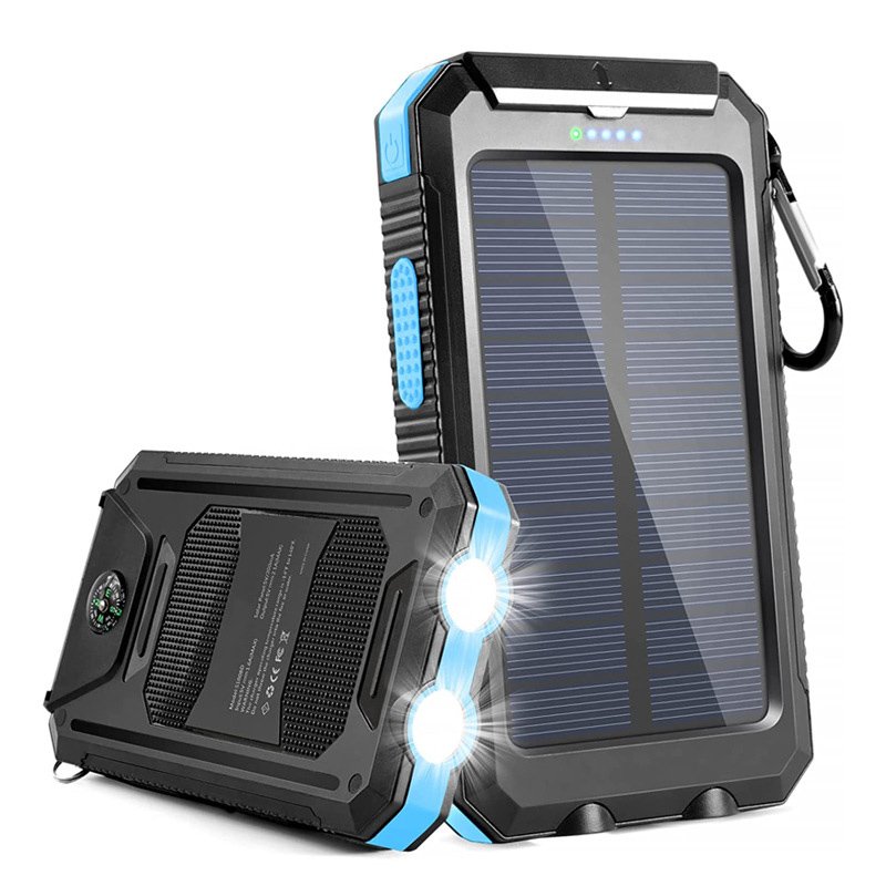 Hot Sale Portable 20000mah Dual USB Mobile Power Bank With Hand LED Light Compass Smart Phone Universal Solar Fast Charging Bank