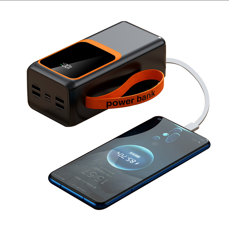 Power Bank 22.5W Super Fast Charger Charging Bank Outdoor Portable Power Supply Comes with a Line 50,000mah Black 50000mah 1.2kg