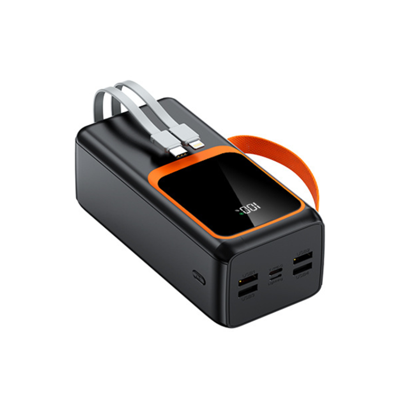 Power Bank 22.5W Super Fast Charger Charging Bank Outdoor Portable Power Supply Comes with a Line 50,000mah Black 50000mah 1.2kg