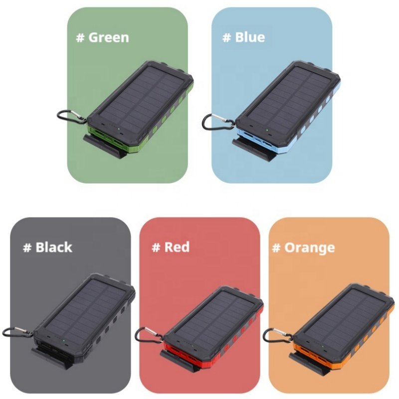 Portable 20000mAh Waterproof Anti-Fall Super Fast Charging DOUBLE USB & Outdoor Flashlight TYPE-C Output Solar Mobile Power
