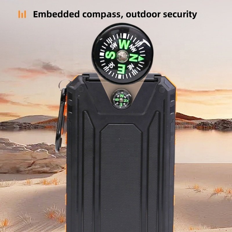 Portable 20000mAh Waterproof Anti-Fall Super Fast Charging DOUBLE USB & Outdoor Flashlight TYPE-C Output Solar Mobile Power