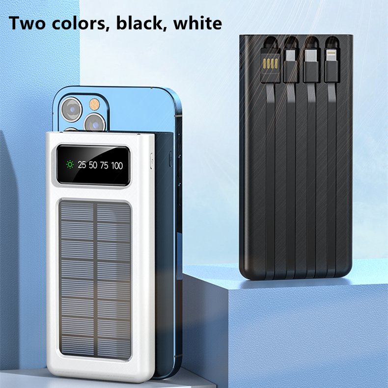 Wholesale dual usb dual input port li-polymer Built-in 4 Cables solar mobile charger portable solar power bank 10000mah