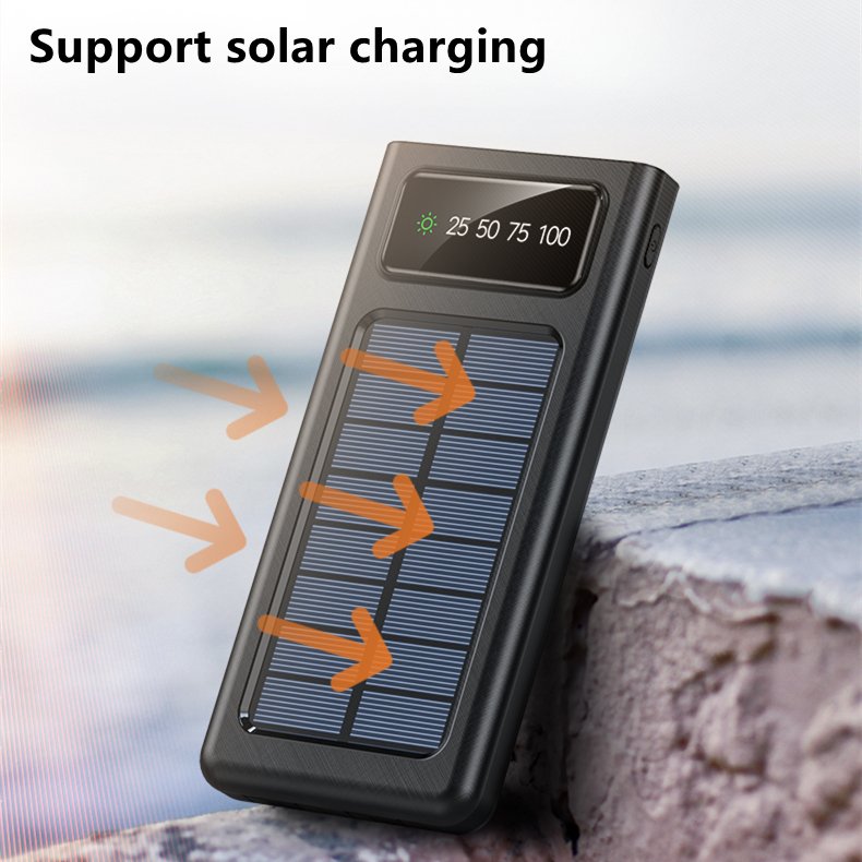 Wholesale dual usb dual input port li-polymer Built-in 4 Cables solar mobile charger portable solar power bank 10000mah