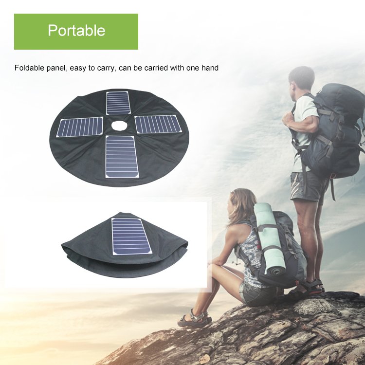 Outdoor 5V 2A dual usb powerful solar para portable umbrella solar panel charger 20W for mobiles