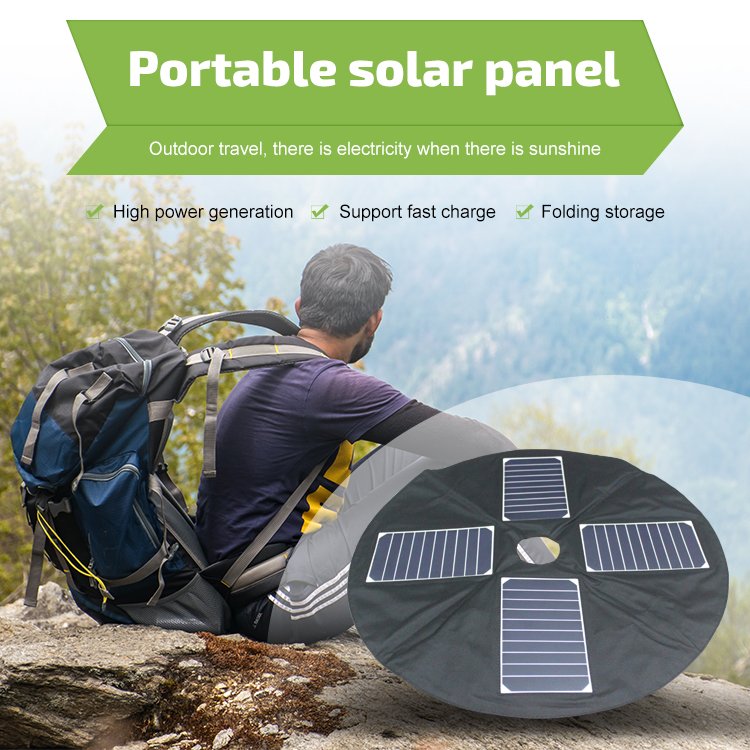 Outdoor 5V 2A dual usb powerful solar para portable umbrella solar panel charger 20W for mobiles