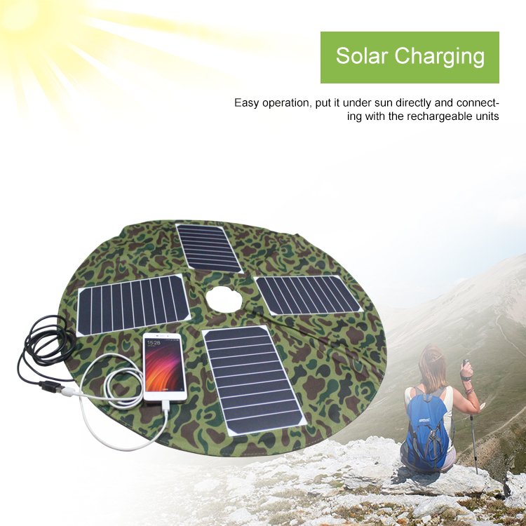 Outdoor 5V 2A dual usb powerful solar para portable umbrella solar panel charger 20W for mobiles