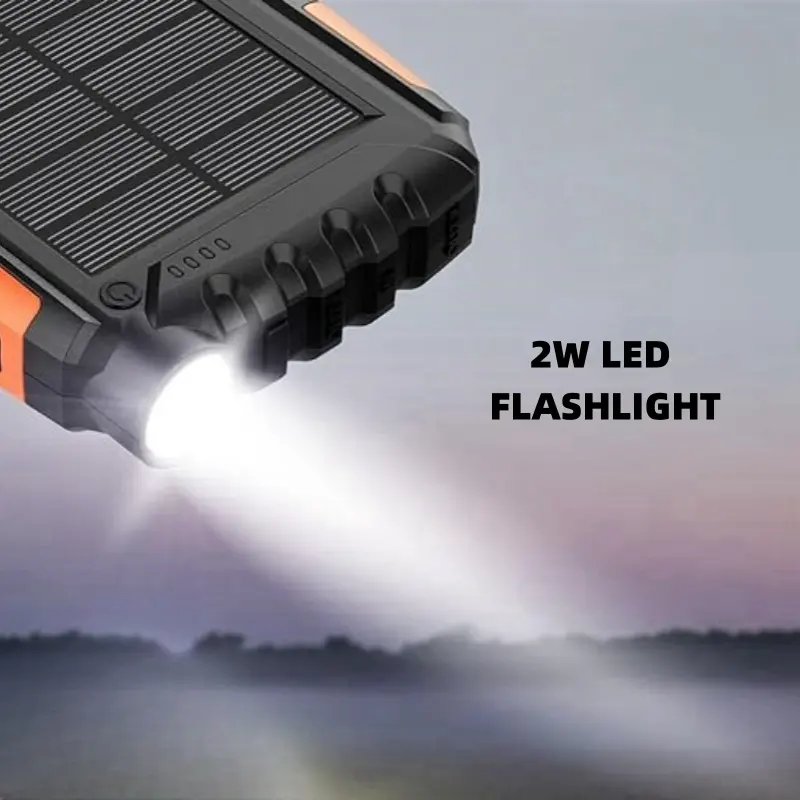 Portable Solar Power bank Pack Fast Charging Built-in Super Bright Flashlight Solar Charger 20000mah Solar Power Bank