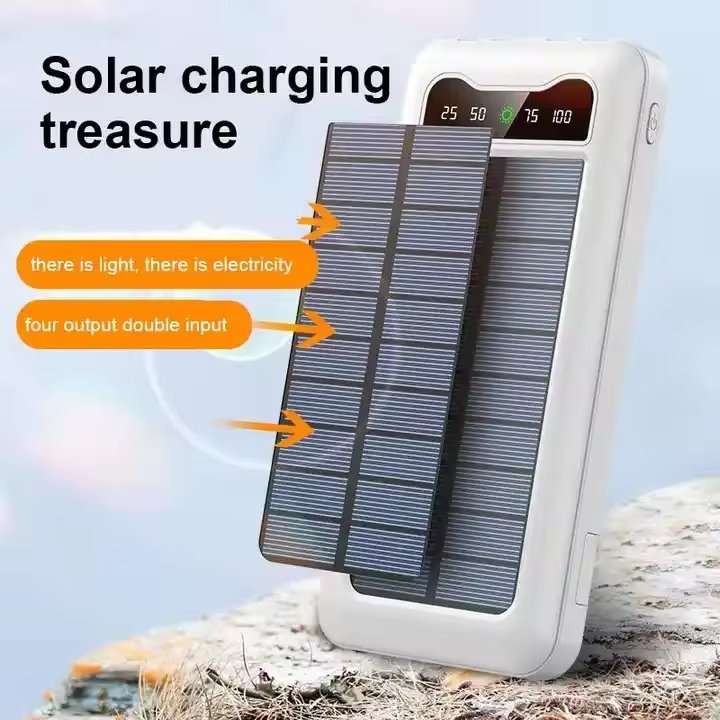 Slim Waterproof Portable Solar Powerbank 20000mAh Charger Power Bank 10000mAh Flash Light Solar Power Banks Charger With Stand
