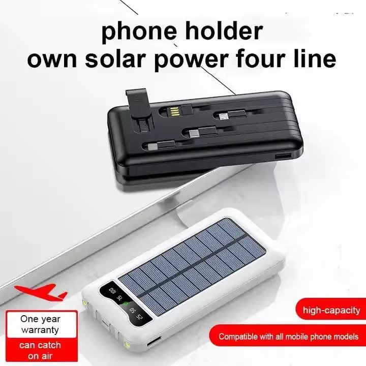 Slim Waterproof Portable Solar Powerbank 20000mAh Charger Power Bank 10000mAh Flash Light Solar Power Banks Charger With Stand