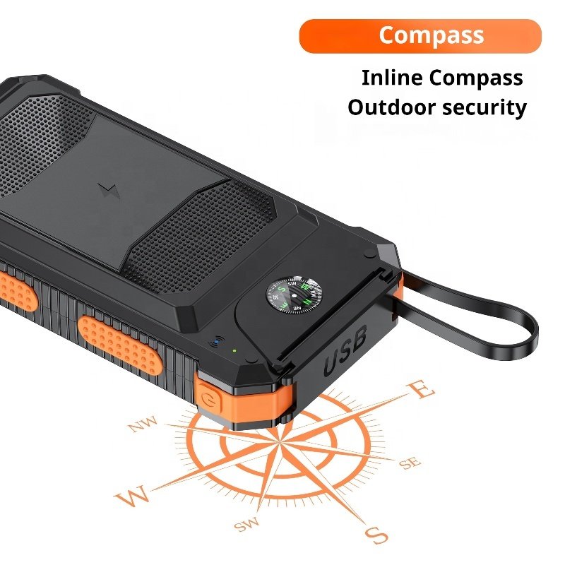 NEW Solar Panel Wireless Fast charging 30000mah Power bank Portable With Torches Built-in line Solar Fast charging Charger