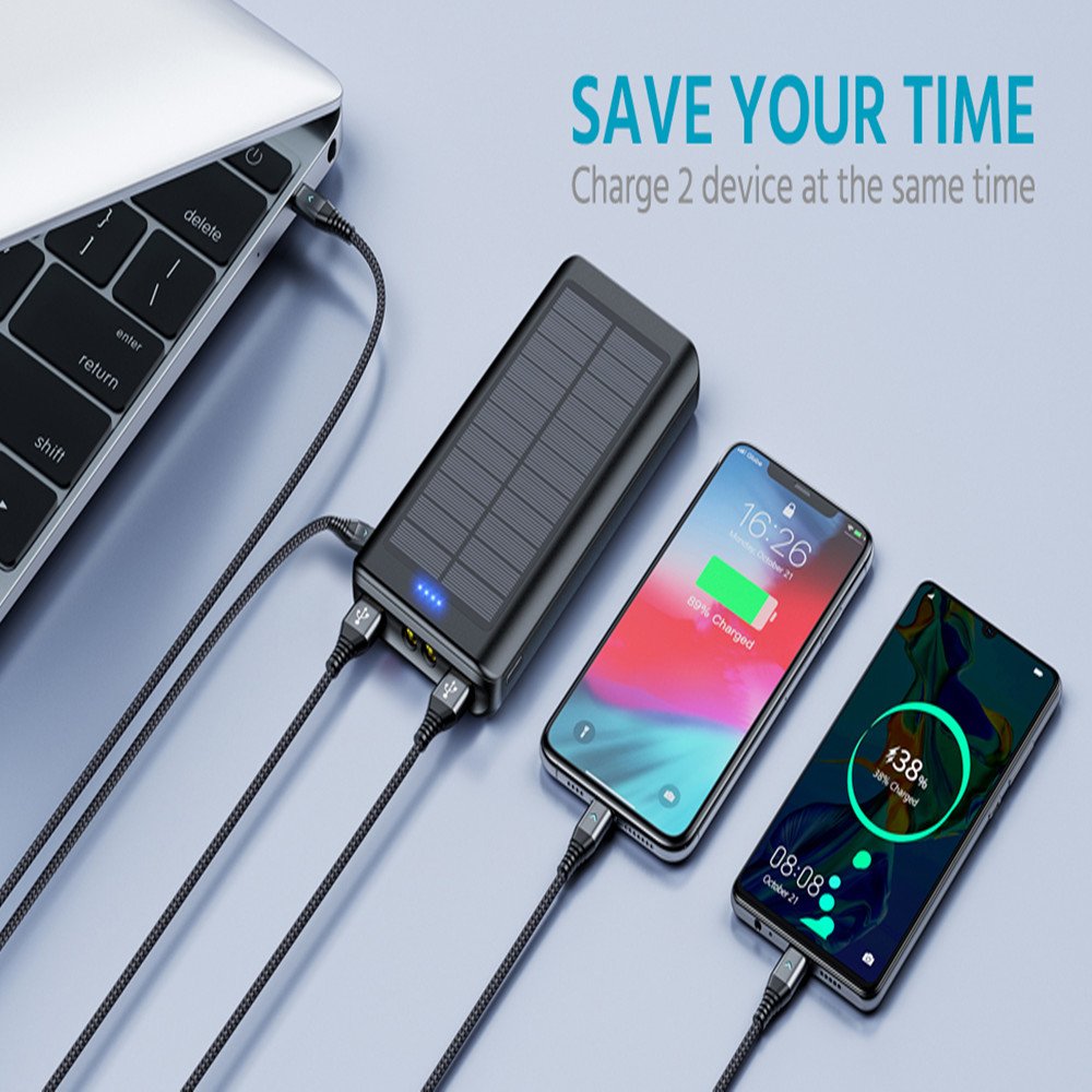 2 Output Backup Shared Huge Capacity Slim External Battery Pack Portable Charger Power Bank