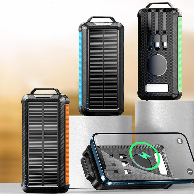 Waterproof Wireless Charger Power Bank 10000Mah Solar Portable Power Bank For Phone