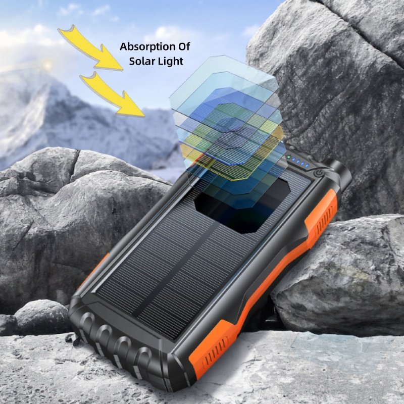 42800mAh Power Bank Power Bank Solar Charger Portable Charger External Battery Super Bright Flashlight