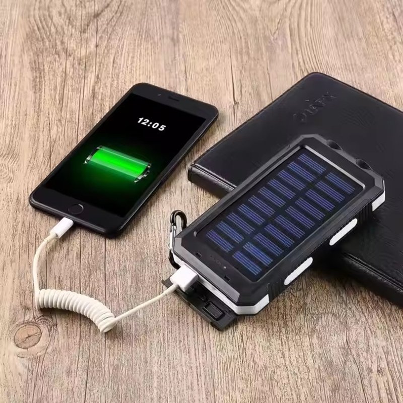 Hot Selling Solar Power Bank Waterproof Fast Charging With Dual Flashlight Accept Customization Logo