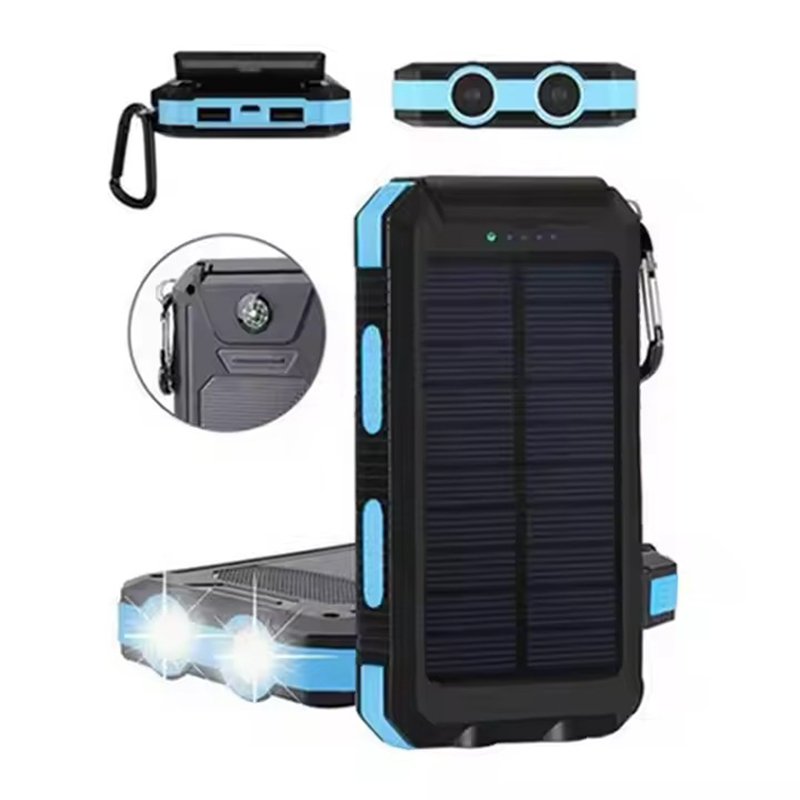 Hot Selling Solar Power Bank Waterproof Fast Charging With Dual Flashlight Accept Customization Logo