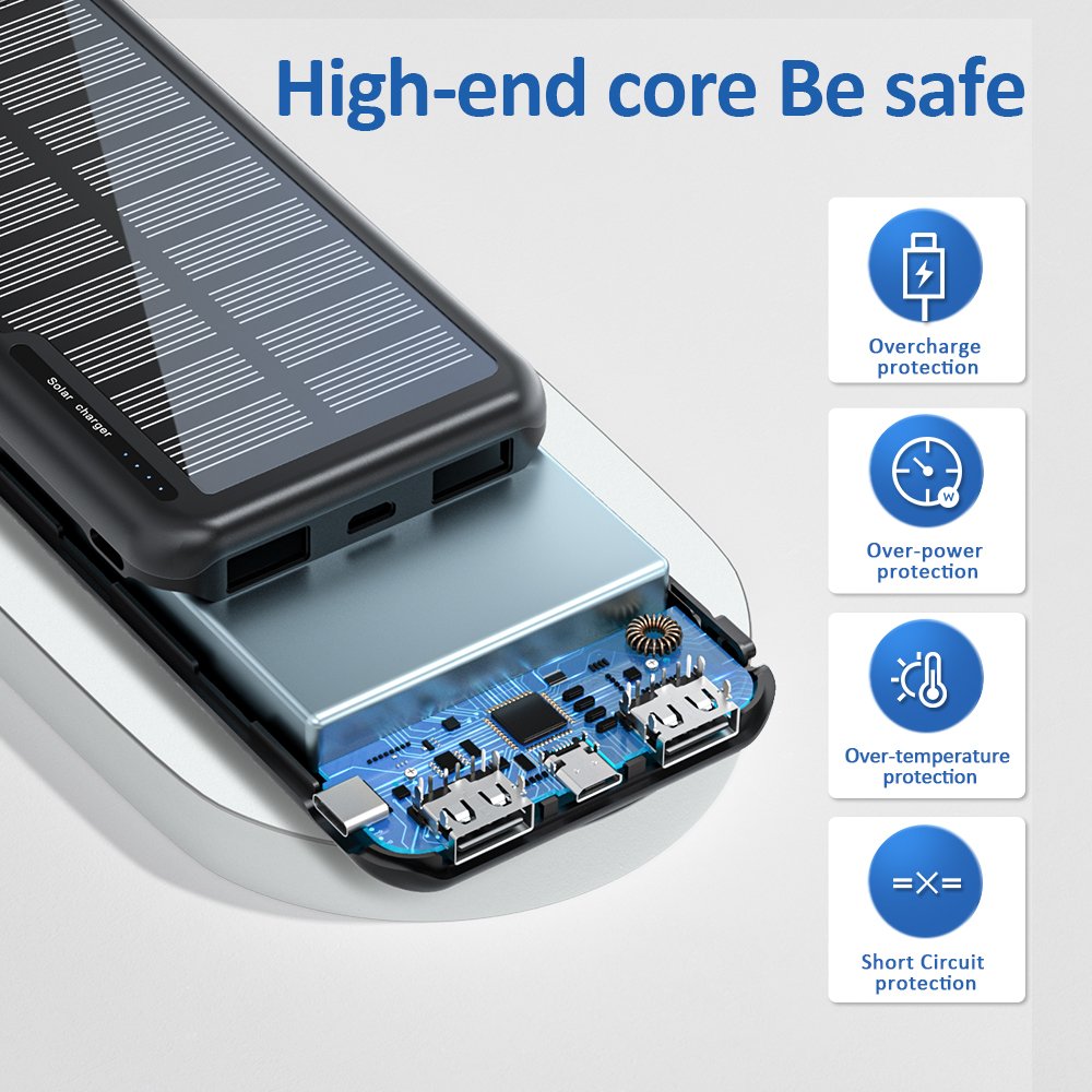 Portable Charger External Battery Factory Wholesale 2024 New Products OEM Logo Slim Large Capacity 10000mAh Solar Power Bank