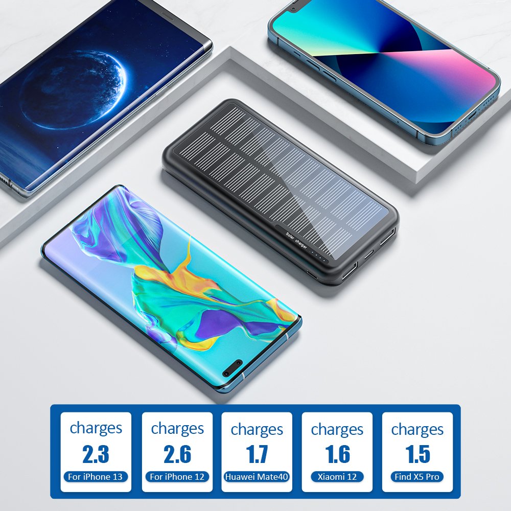 Portable Charger External Battery Factory Wholesale 2024 New Products OEM Logo Slim Large Capacity 10000mAh Solar Power Bank