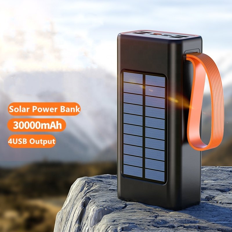 Outdoor Traveling Super Large Capacity Portable Solar Power Bank 30000mAh Mobile Power Supply Battery Power Bank