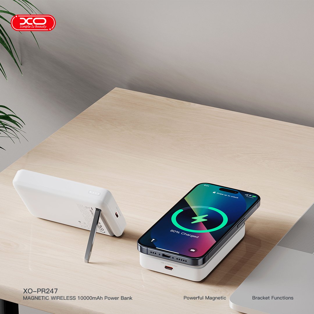 PR247 QI2 15W Magnetic Wireless Charger / C Port PD30W 10000mAh Fast Power Bank Charger With Stand