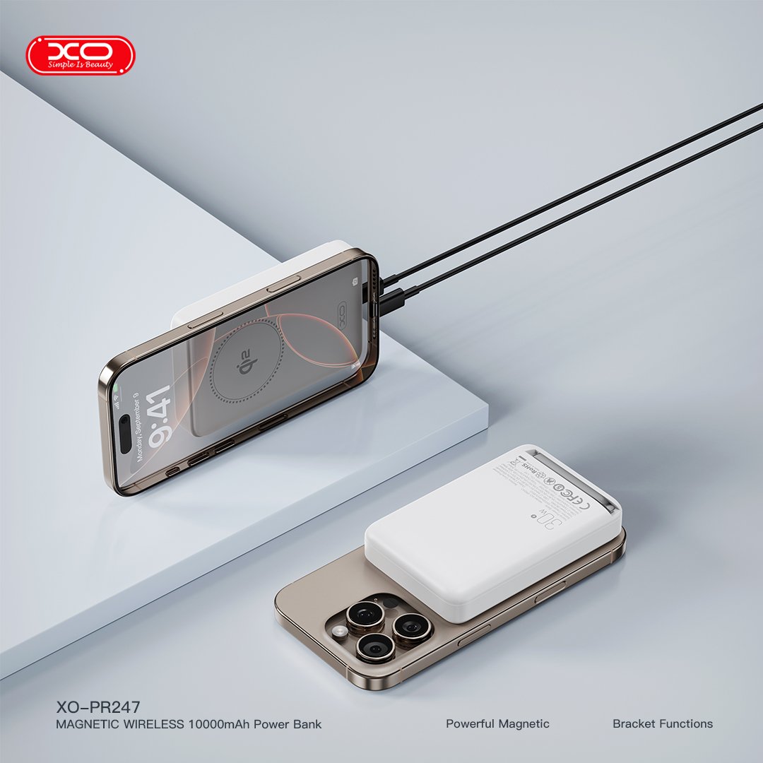 PR247 QI2 15W Magnetic Wireless Charger / C Port PD30W 10000mAh Fast Power Bank Charger With Stand