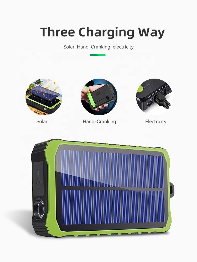 Workingda Patent 10000mah 8000mAh Solar Charging Power Bank Portable Hand Crank Emergency Charging Power Bank For Mobile Phone