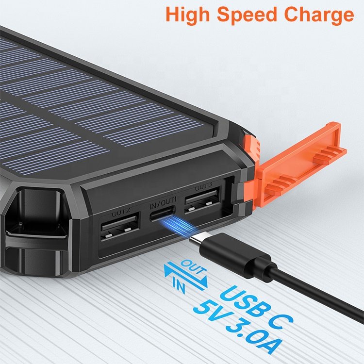 High Quality Waterproof 20000 mah Solar Panel Powerbanks Fast Charging Phone Charger 20000mAh Portable Solar Power Bank