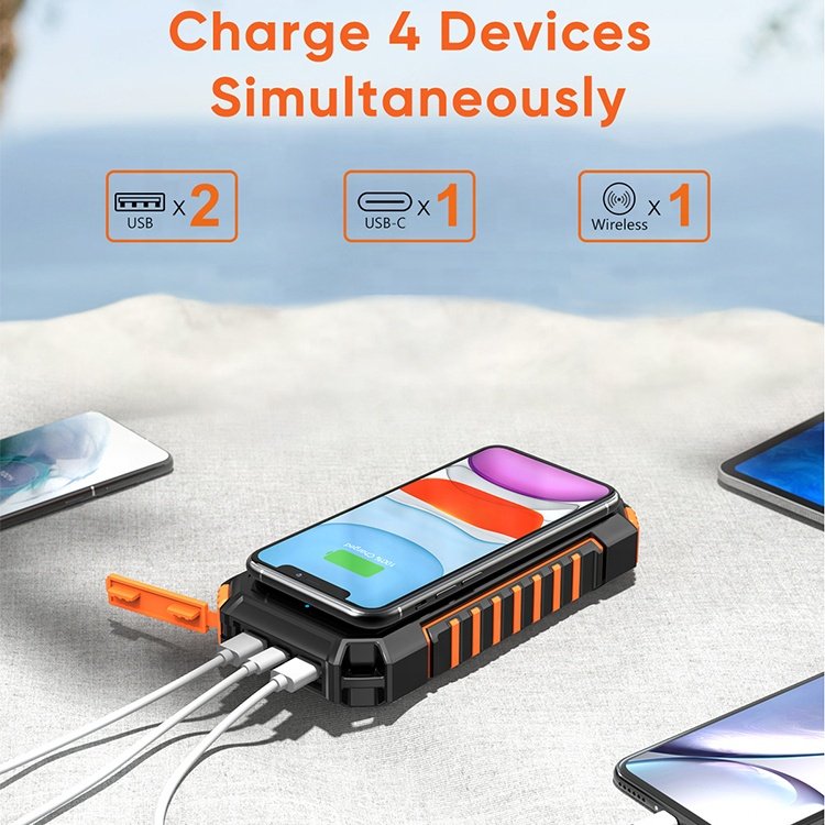 High Quality Waterproof 20000 mah Solar Panel Powerbanks Fast Charging Phone Charger 20000mAh Portable Solar Power Bank
