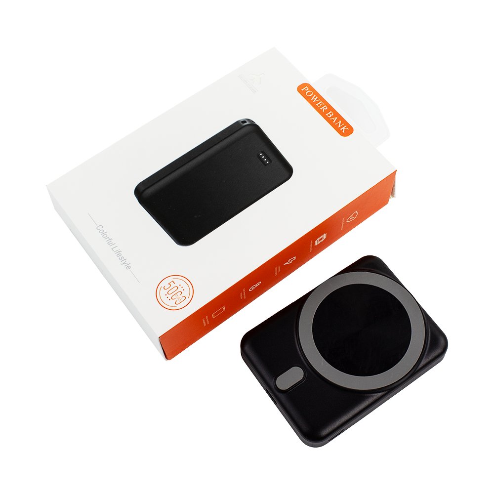 2024 New Top Ranking Products Black Magnetic Wireless Power Bank 5000Mah Portable Charger Power Banks Station Custom Logo