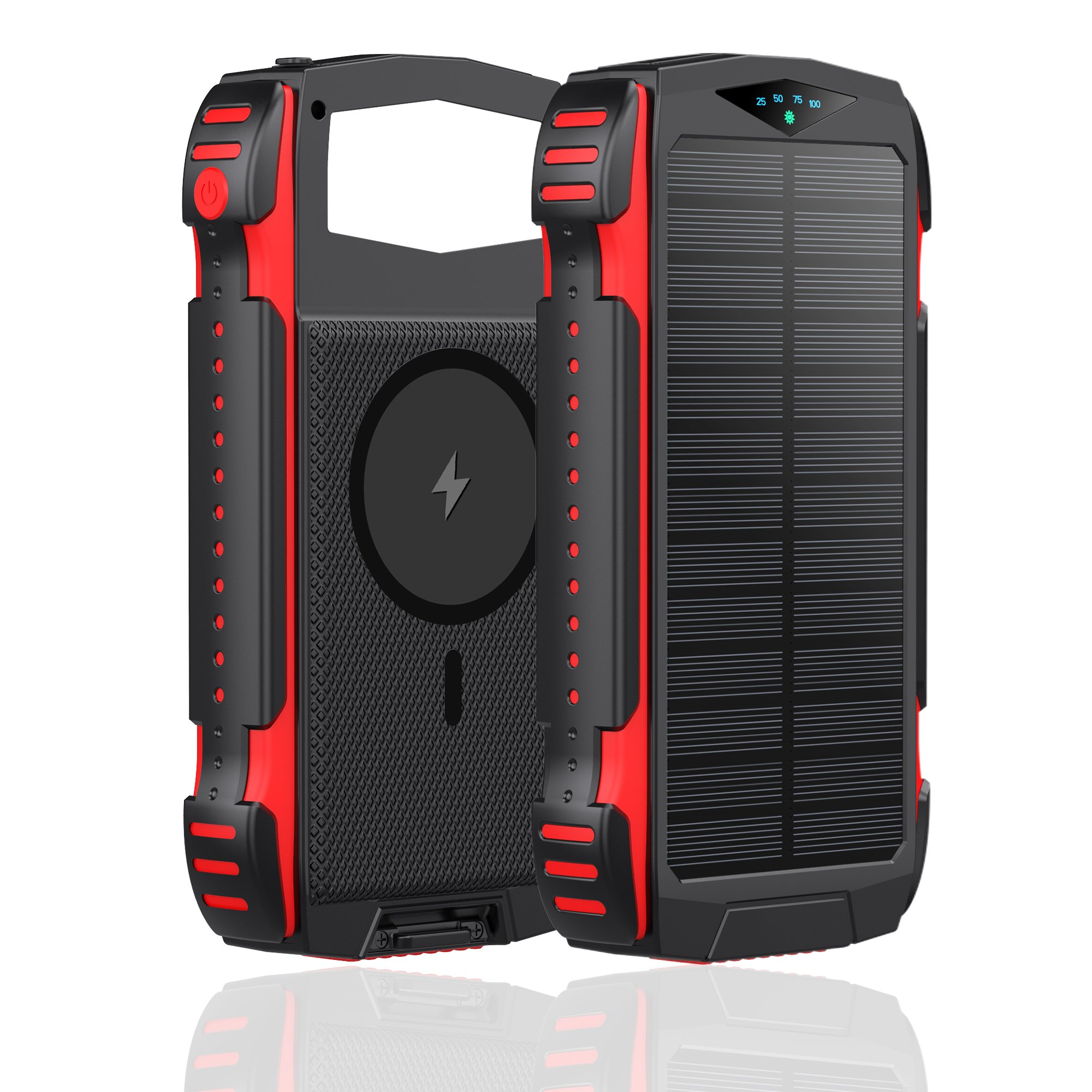 PD 22.5W Type C Fast Charge Portable Wireless Solar Charger External Battery Pack powerbank