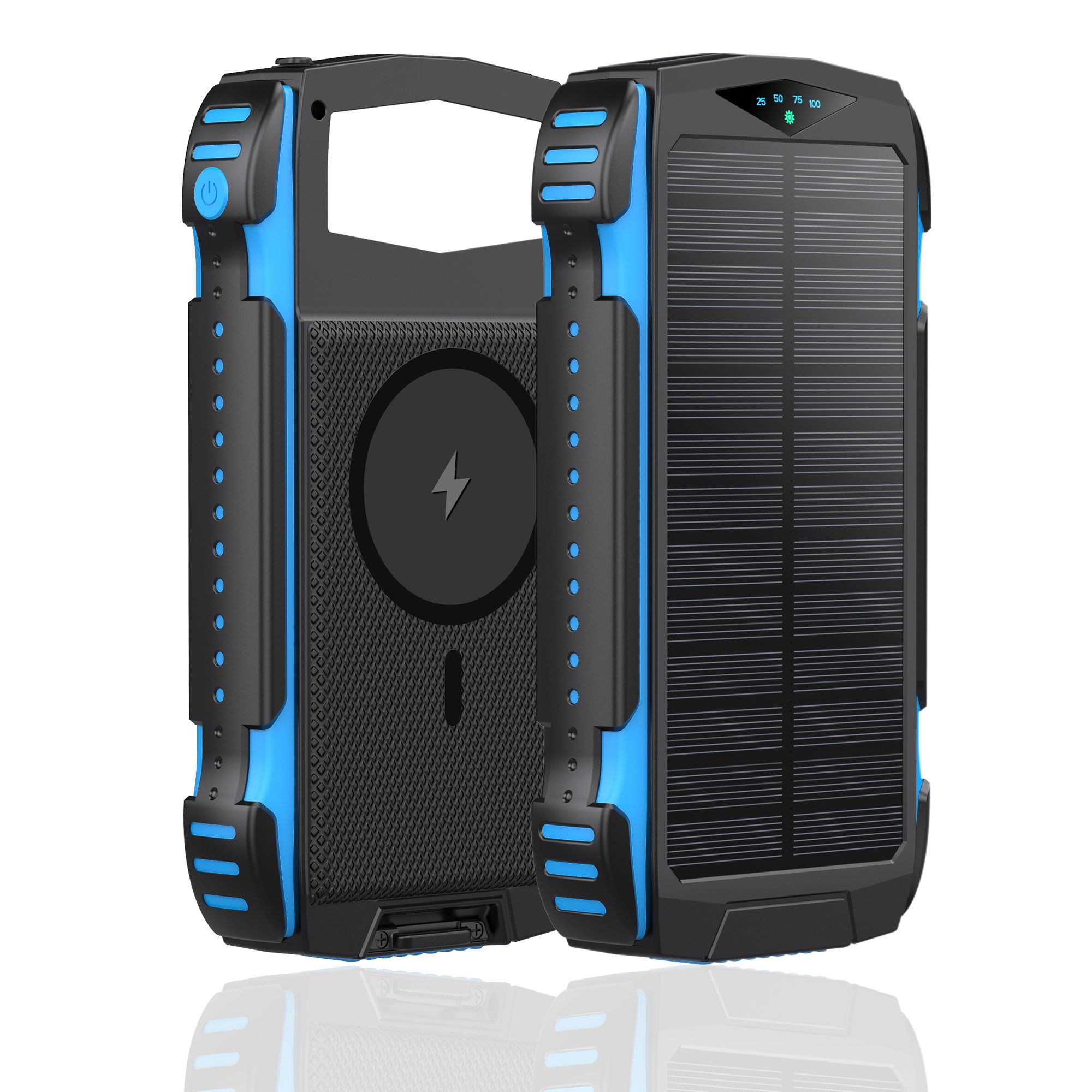 PD 22.5W Type C Fast Charge Portable Wireless Solar Charger External Battery Pack powerbank