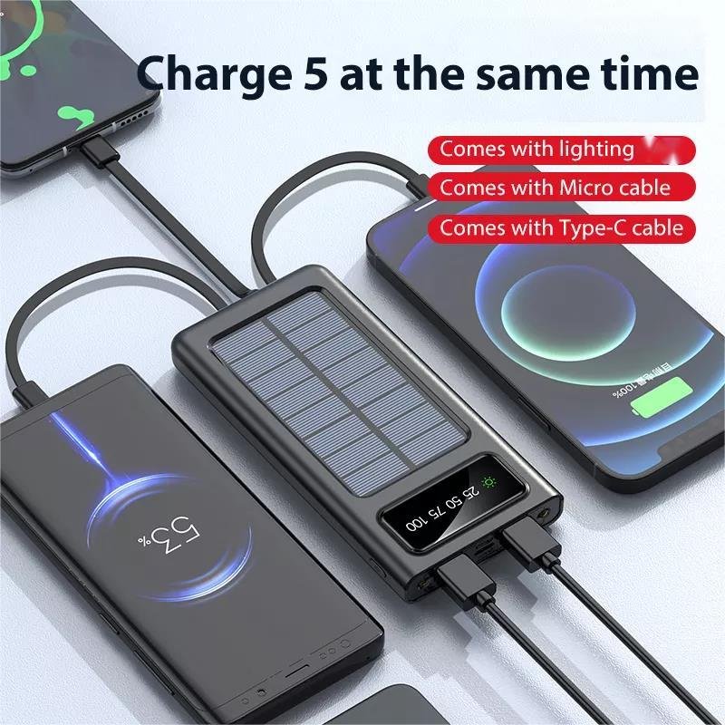 New Waterproof Solar Power Bank 10000mah Portable Phone Charger Dual USB Solar Panel External Battery Power Bank