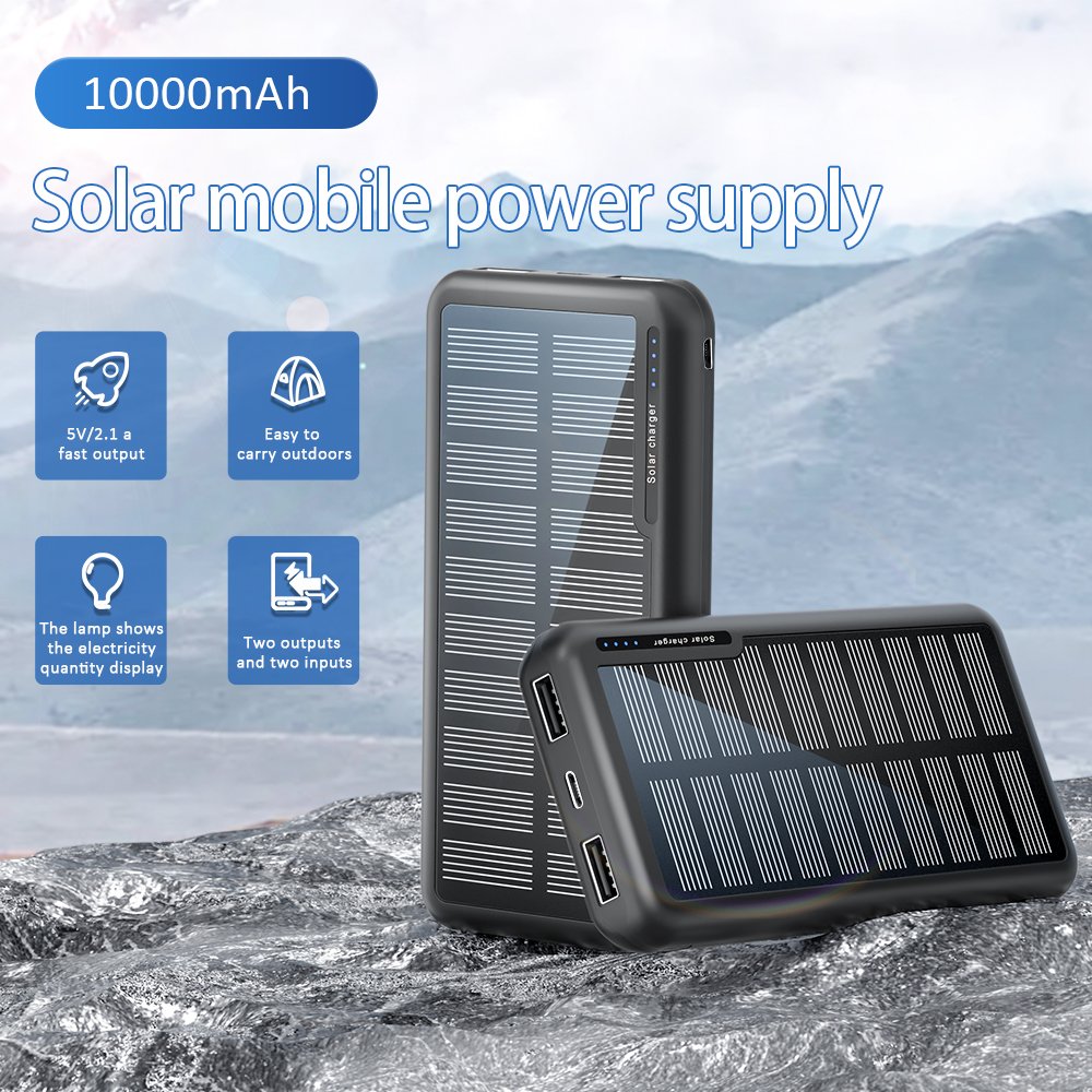 High-Efficient 10000mAh Solar Power Bank Charger 20000mAh Solar Charger for Mobile Phones/Tablet PCs/Other Electronics