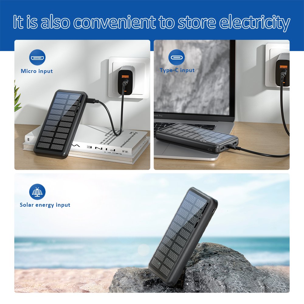 High-Efficient 10000mAh Solar Power Bank Charger 20000mAh Solar Charger for Mobile Phones/Tablet PCs/Other Electronics
