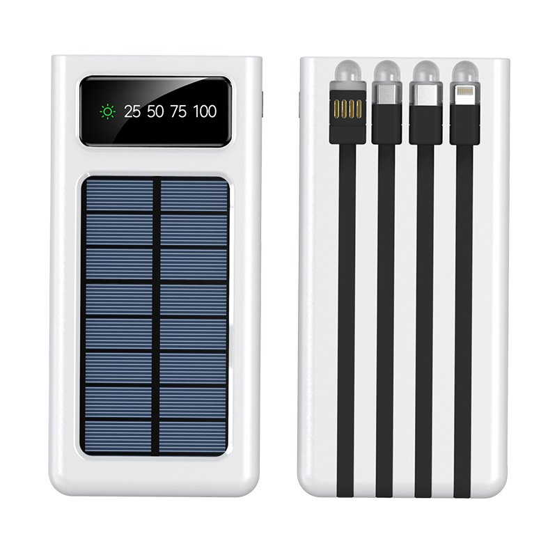 Portable Solar Power Bank with 20000mah 30000mah Mobile Charger 5W Wireless Input Interface Cables Included