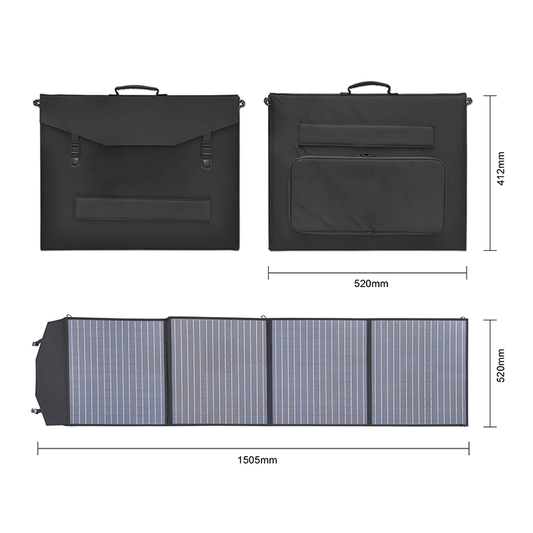 Portable Folding Mono Solar Charger 200W Foldable Solar Panel with 2 USB Outputs for 12v Power Station