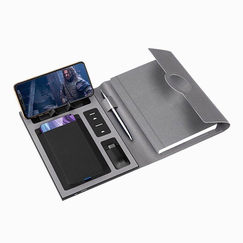 Diary Notebook USB Flash Drive Power Bank Notebook with Digital Display Light Charger Custom Logo Wireless