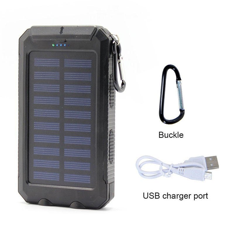 Solar Power Bank 30000 Mah Portable Dual USB 2 LED Lights External Battery Charger Li-polymer Battery 10000mah Micro USB ABS