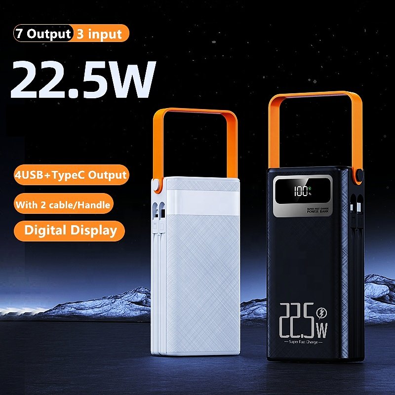 OEM logo 30000mAh Powerbank Larger Capacity Power Bank PD22.5W Fast Charging 4USB Output Portable Power Bank with Display