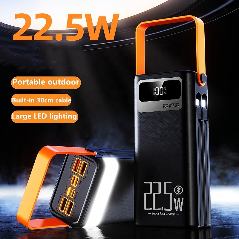 OEM logo 30000mAh Powerbank Larger Capacity Power Bank PD22.5W Fast Charging 4USB Output Portable Power Bank with Display