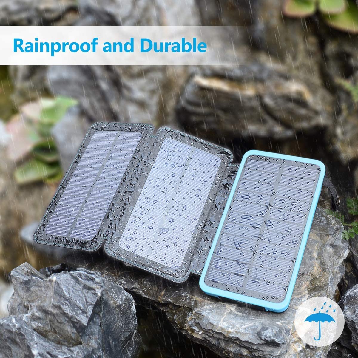 24000mAh Portable Dual USB Ports Waterproof Solar Power Charger Battery Pack