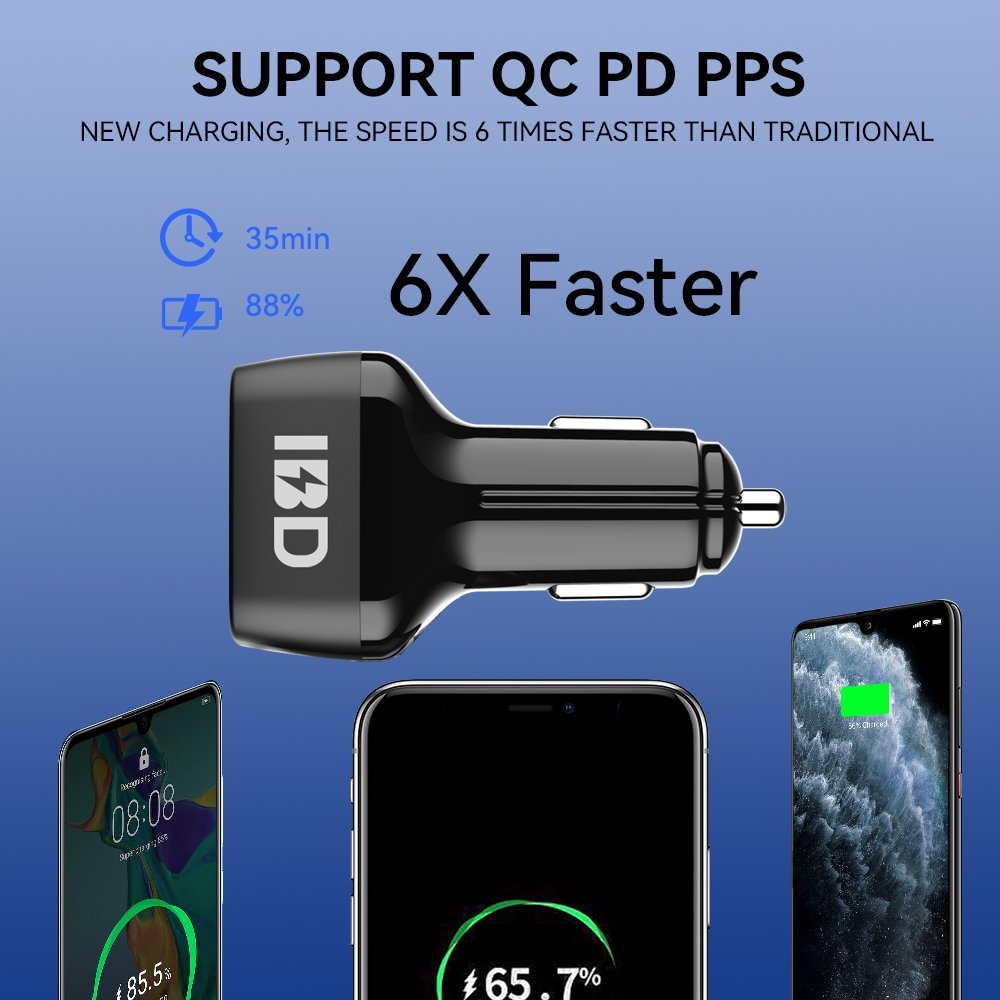 Fast Pd Qc Quick Mobile Cell Phone Charging Adapter Dual 2 3 ports Usb-c Usb Type C Usbc 20w 36w 45w 48w 54w 60w Car Charger