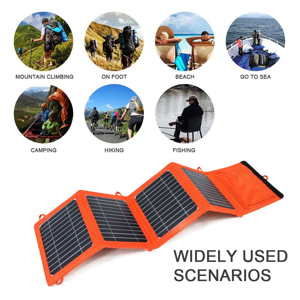 Solar Panel Charger 14 W with USB Port Waterproof Foldable Solar Charger for Camping Travel