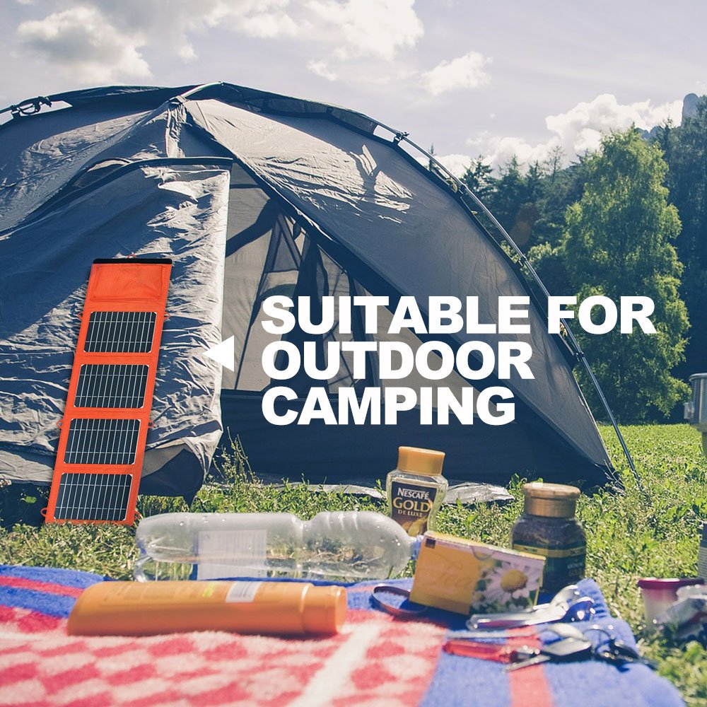 Solar Panel Charger 14 W with USB Port Waterproof Foldable Solar Charger for Camping Travel