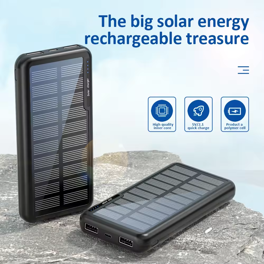 New Solar Power Banks Mobile Phone Portable Powerbank 20000Mah Double Usb High Capacity Waterproof Charger Solar Power bank